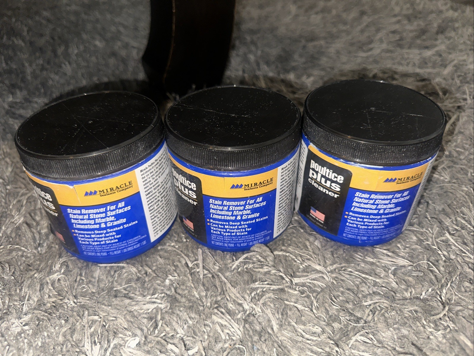 3-Pack MIRACLE Poultice Plus Stone Cleaner & Stain Remover Each Jar 1 Lb.