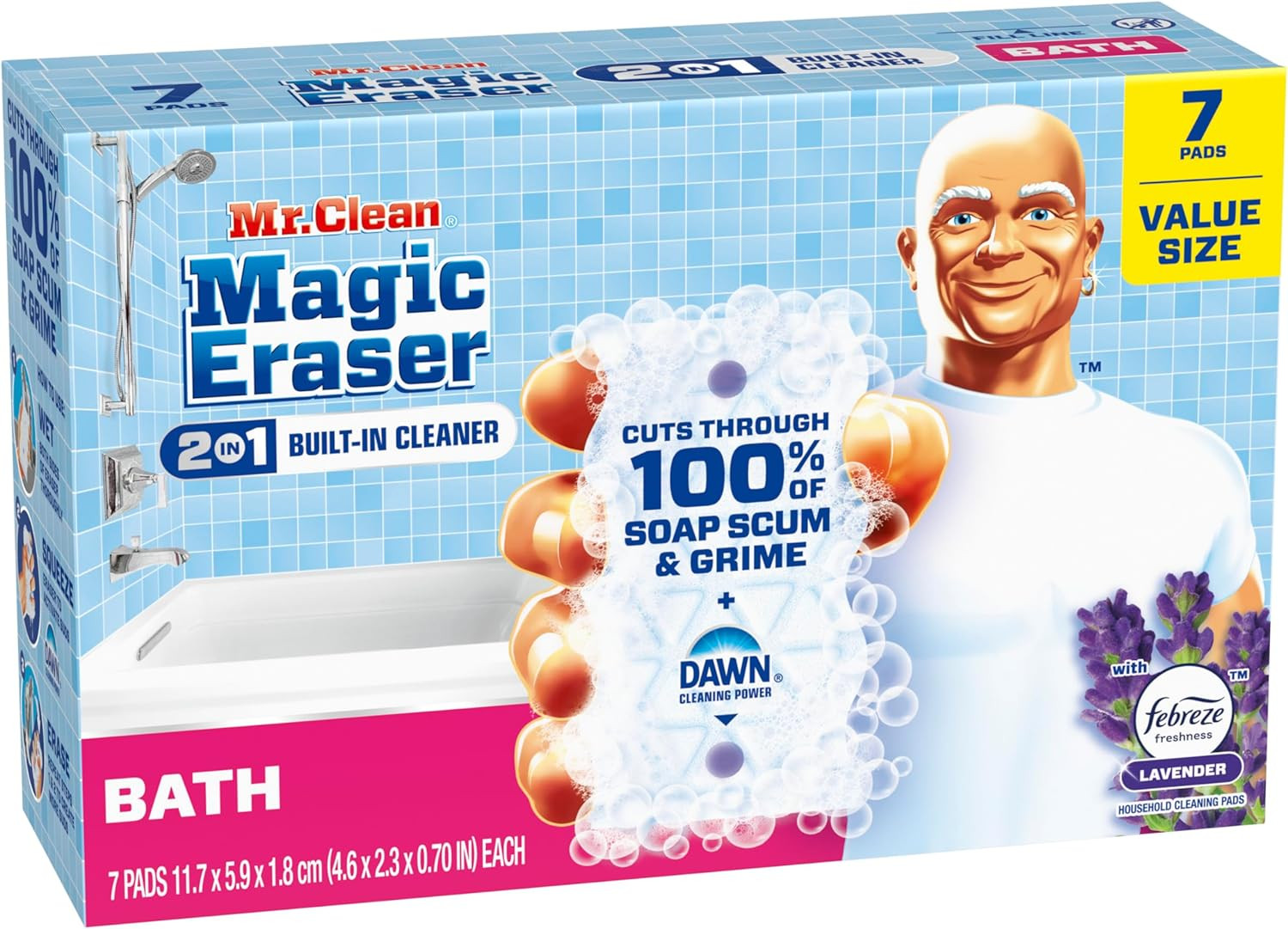 Mr. Clean Magic Eraser Sponge, Bathroom Cleaner, Soap Scum Shower & Tub Cleaner,