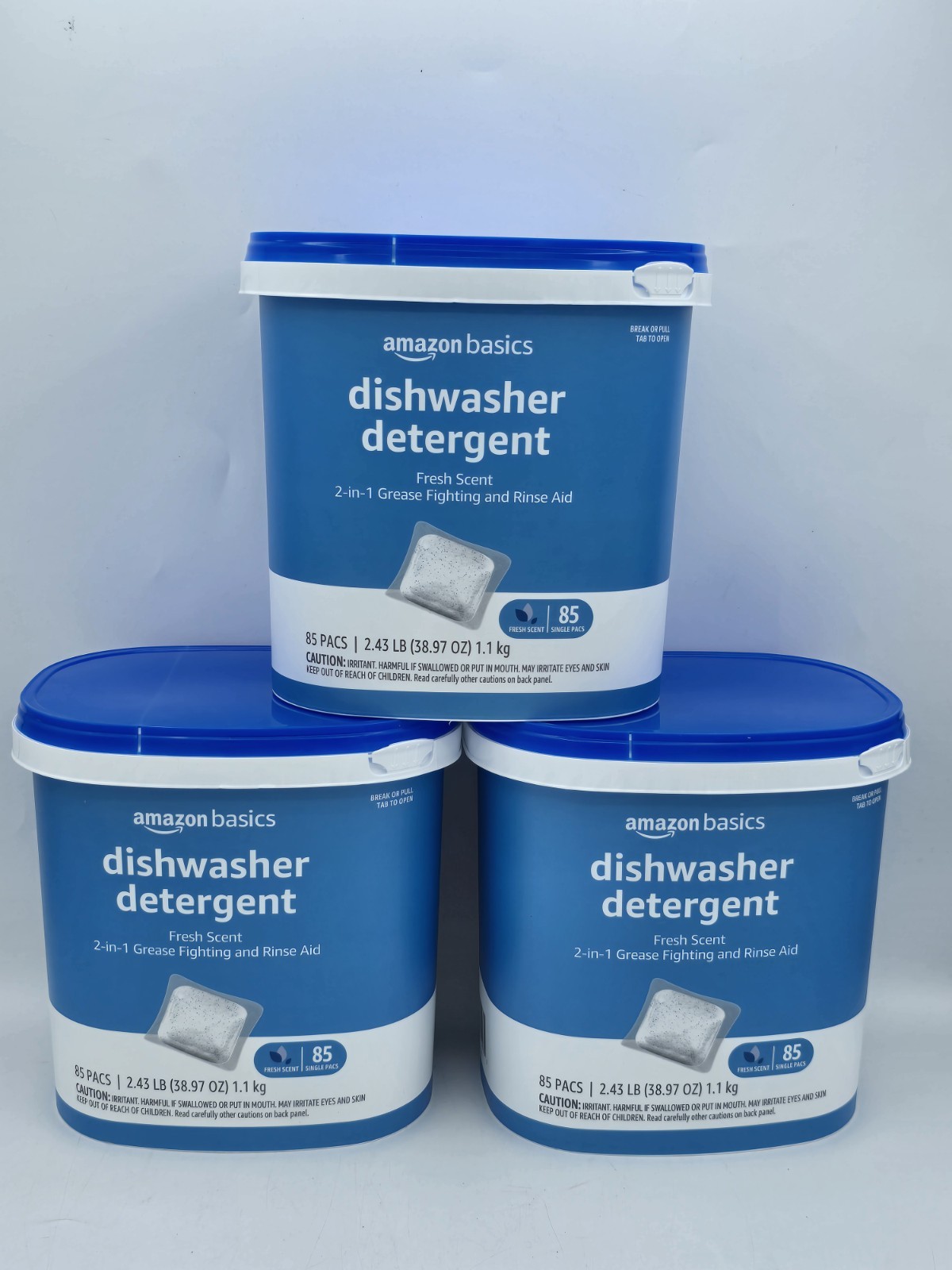 Amazon Basics Dishwasher Detergent Pacs Fresh Scent, 170 (3 x 85) Count Pods NEW