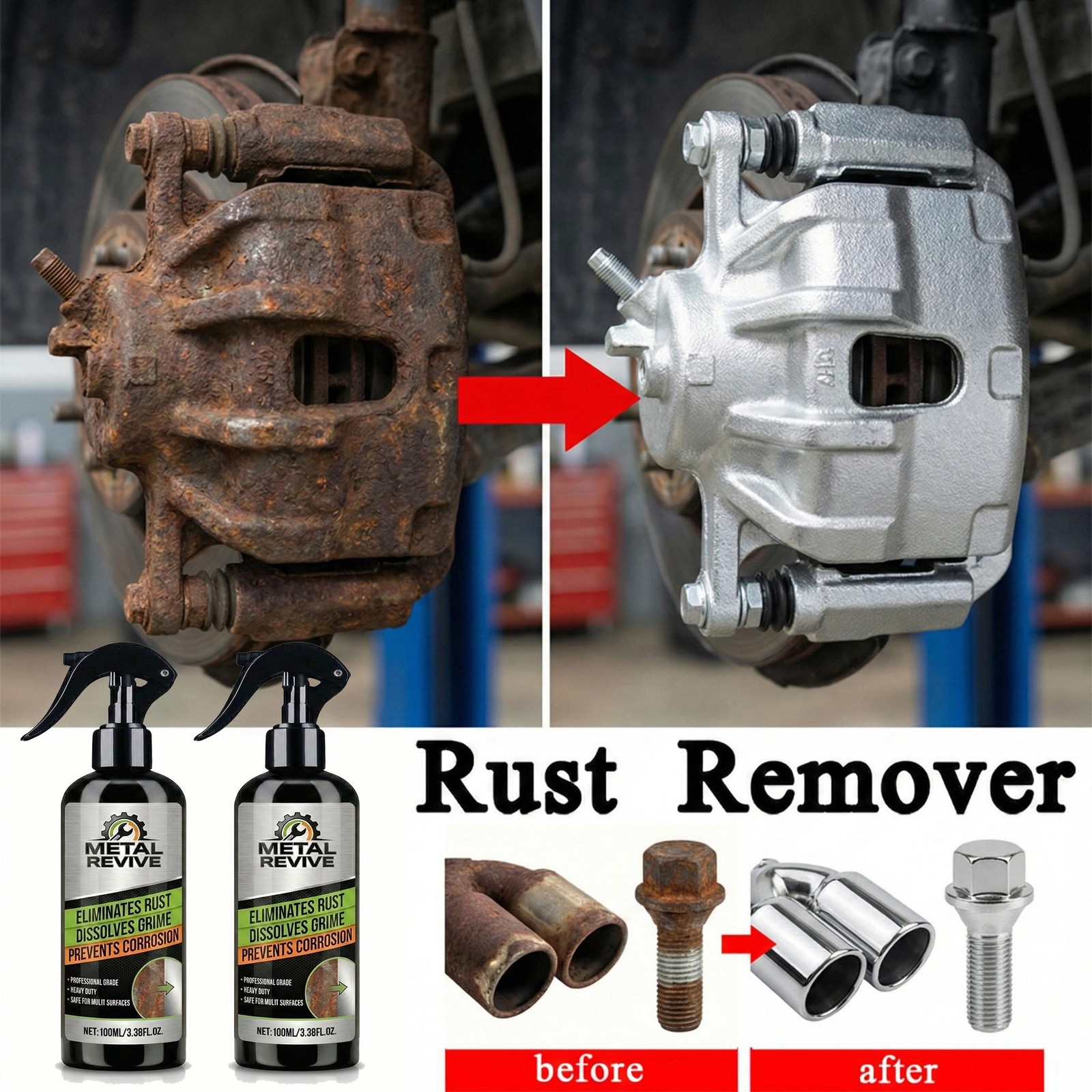 Heavy-duty Car Rust Remover Spray, Wheel Rim & Exhaust Anti-rust Cleaner