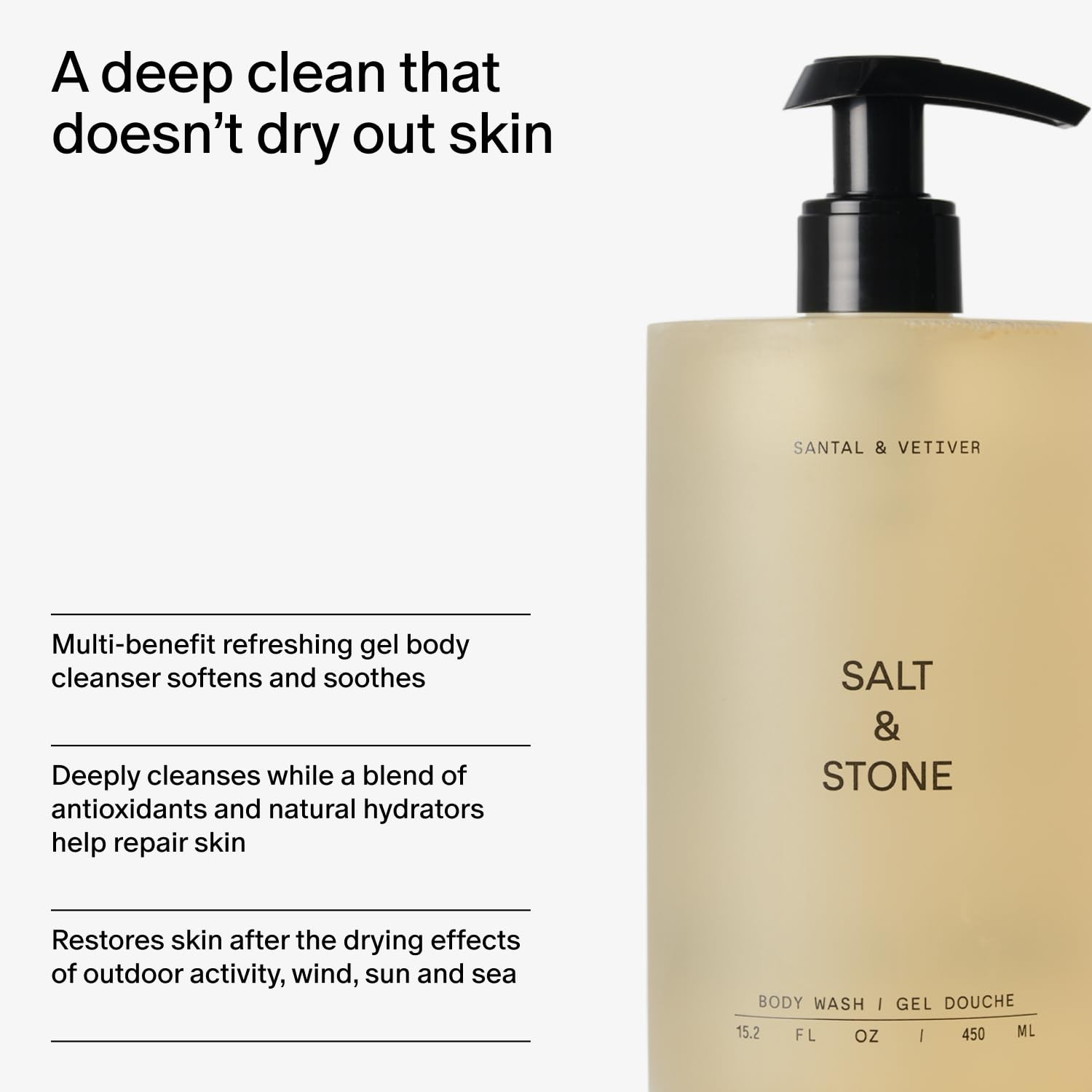 Salt & Stone Body Wash with Antioxidants for Deep Moisture | For Women & Men,