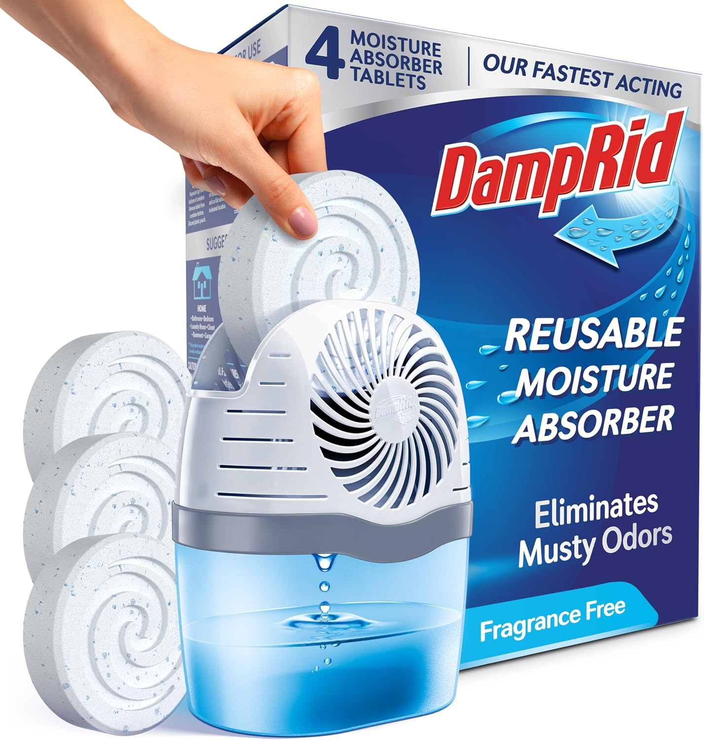 Reusable Moisture Absorber W/ 4 Drop-In Tablets Fragrance Free 15.8 oz. Attract