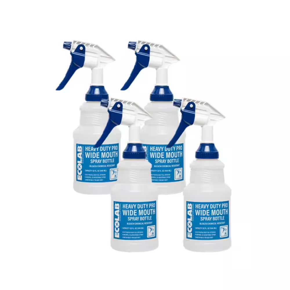 32 Oz. Heavy-Duty Pro Wide Mouth Bleach Resistant Spray Bottle (4-Pack)