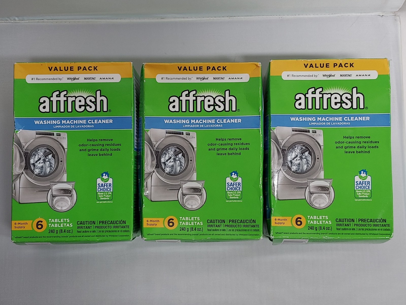 3 Boxes Affresh Washing Machine Cleaner W10501250 Value Pack – 18 Tablets