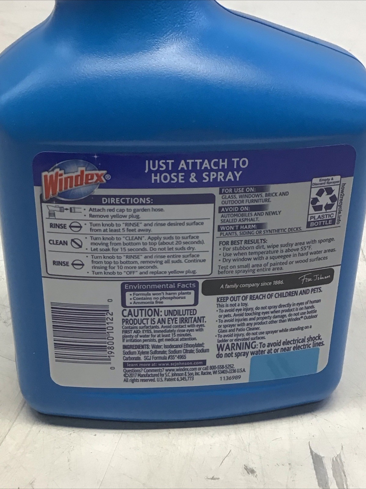 Windex Outdoor Glass & Patio Cleaner 32 Fl Oz Connects to Hose End