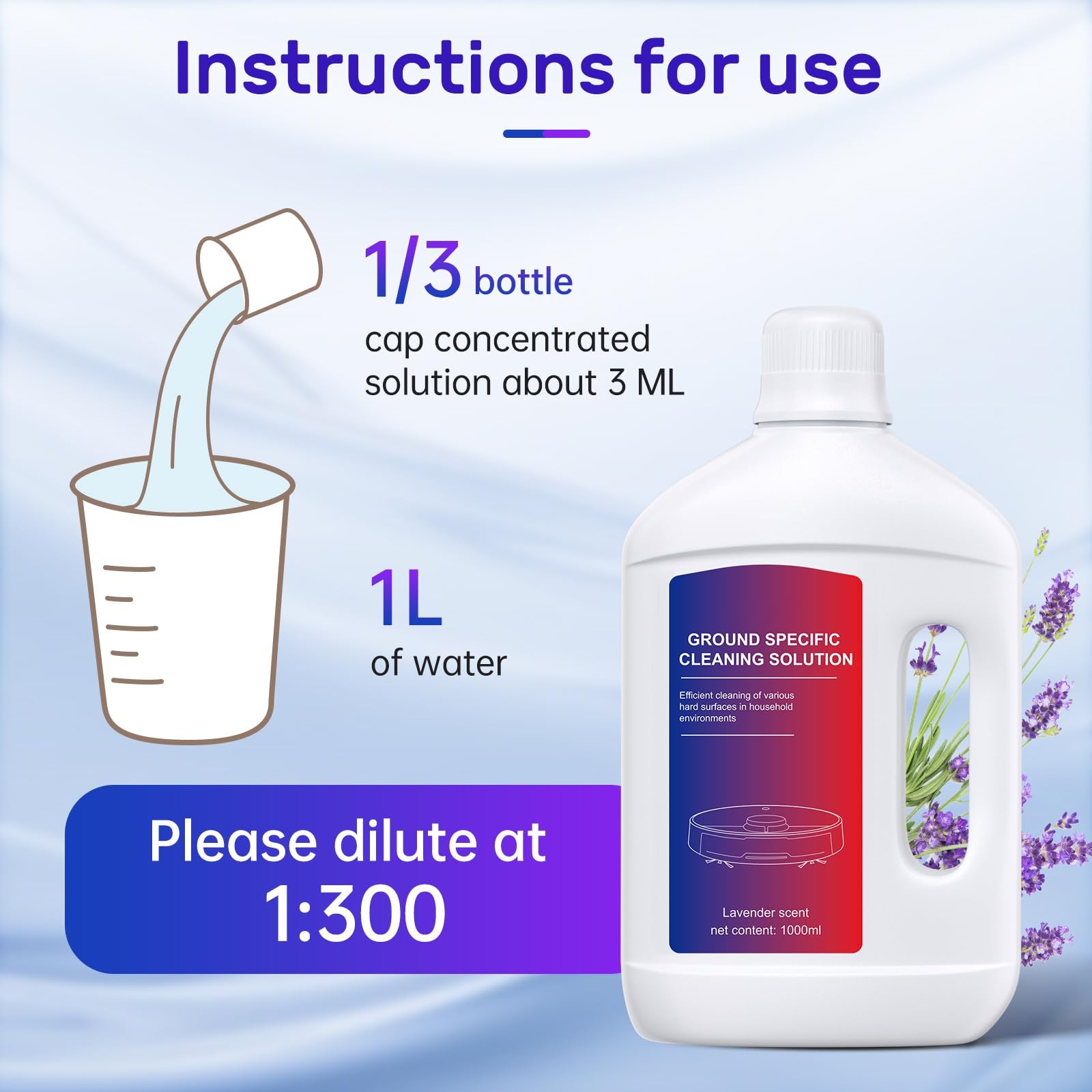 Lavender Floor Cleaning Solution 1L Compatible with Dreame Wet & Dry Vacuum a…