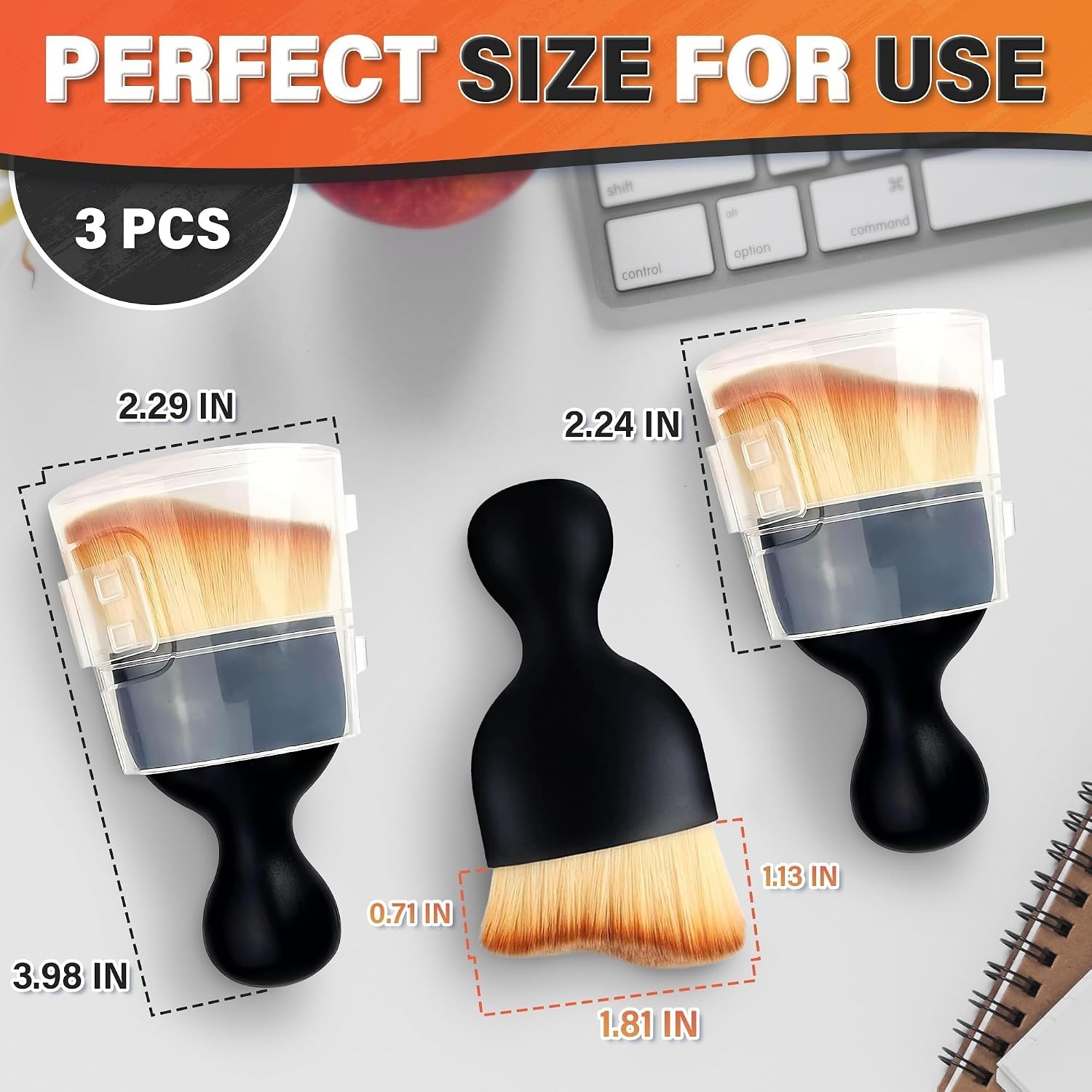 3Pcs Auto Detailing Brushes Set – 2.29″ x 3.98″ Interior with Curved Soft Nyl…