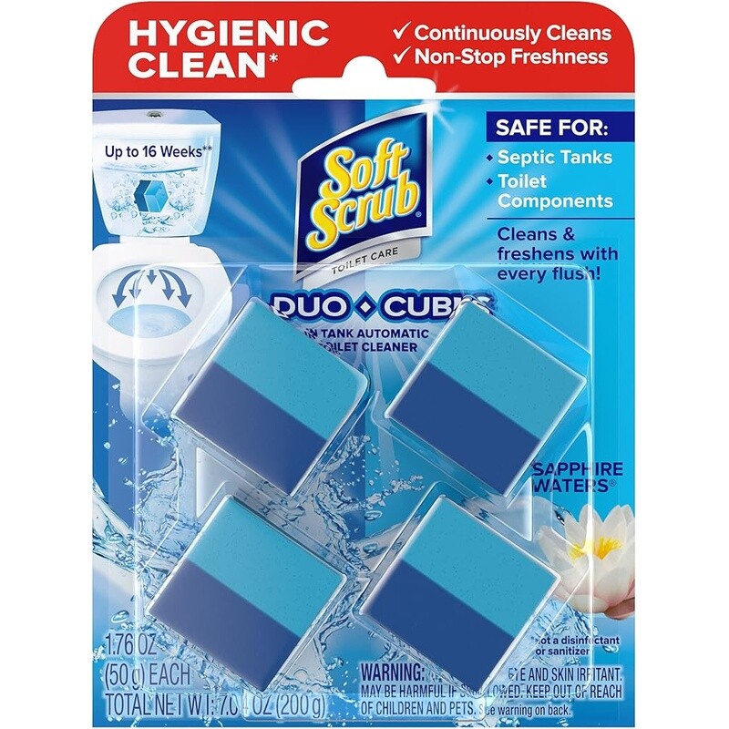 Toilet Cleaner Duo-Cubes Sapphire Waters 4 Count Fights Stains Hard Water New