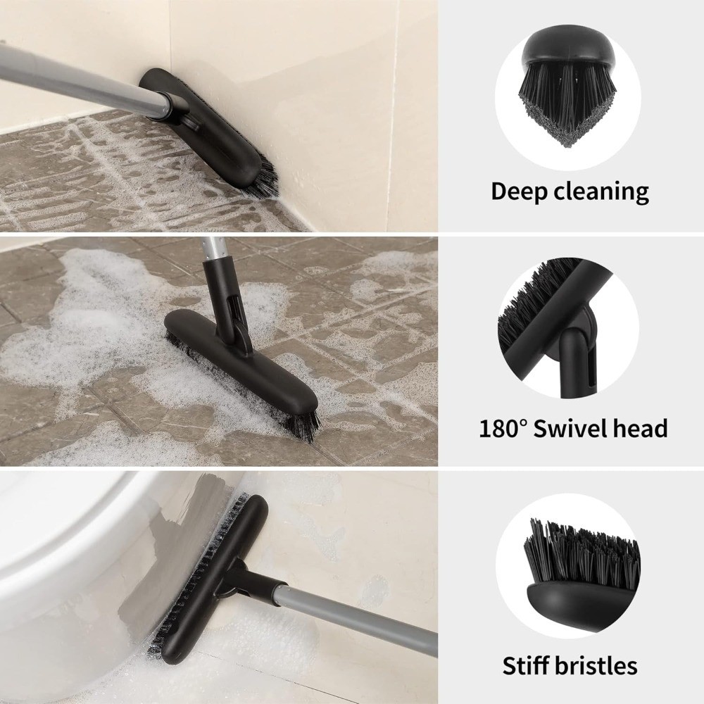 Long Handle Heavy Duty Grout Scrub Brush Stiff Bristles Shower Floor Tile