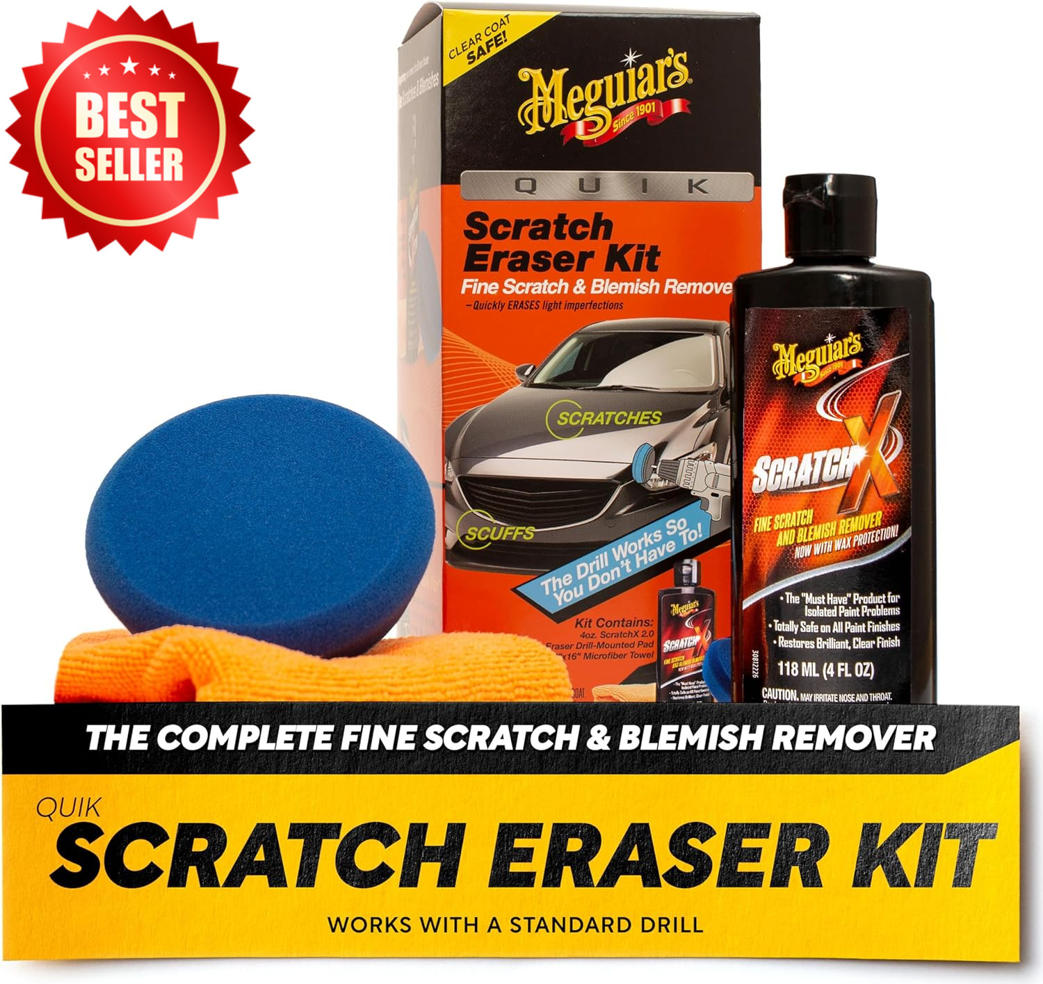 4 PC Car Scratch Remover Kit Surface Blemish Repair Drill Pad Towel US