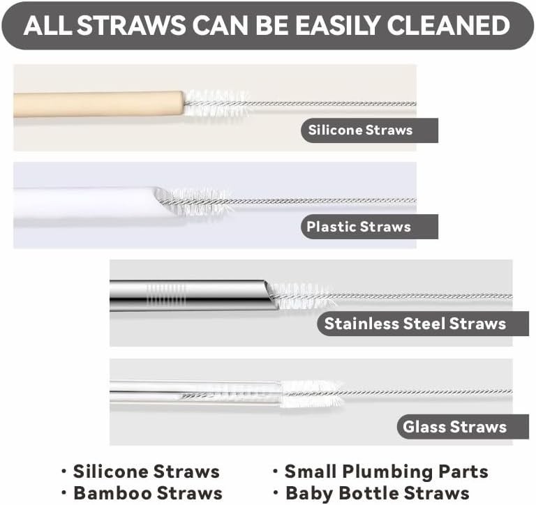 Flexible Nylon Straw Cleaner Brushes – Rust-Resistant, 10 Pack for All Uses