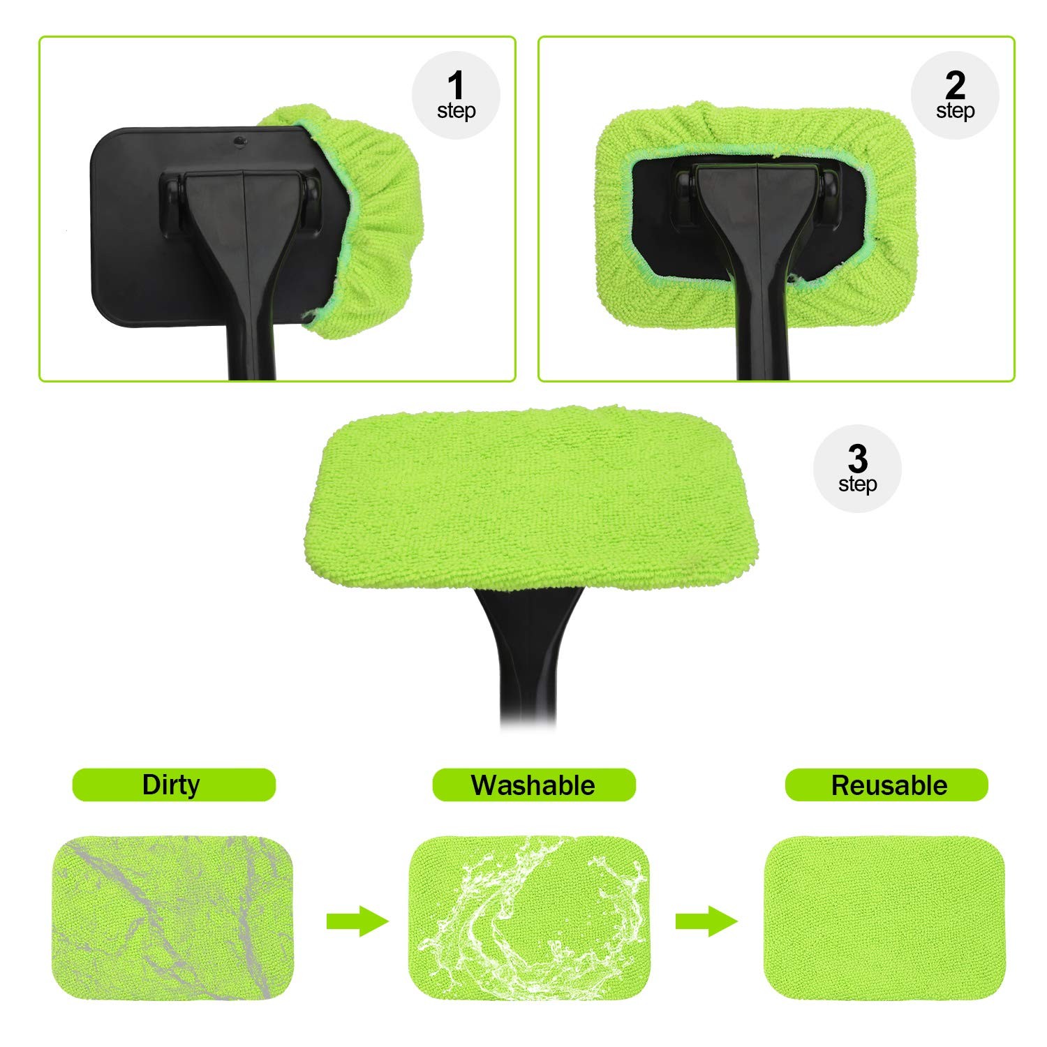 XINDELL 5 Pack Windshield Cleaner Microfiber Pads – Washable & Reusable Repla…