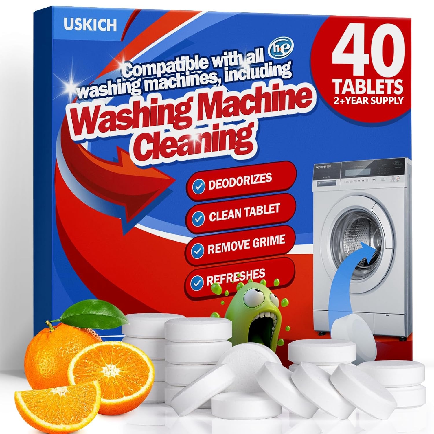 Washing Machine Cleaner Tablets for HE Washing Machines Deep Cleaning Descaler