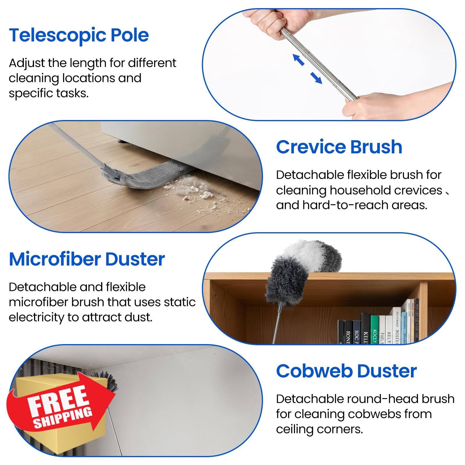VITEVER Extra-Long Dusters Kit Extension Pole Microfiber