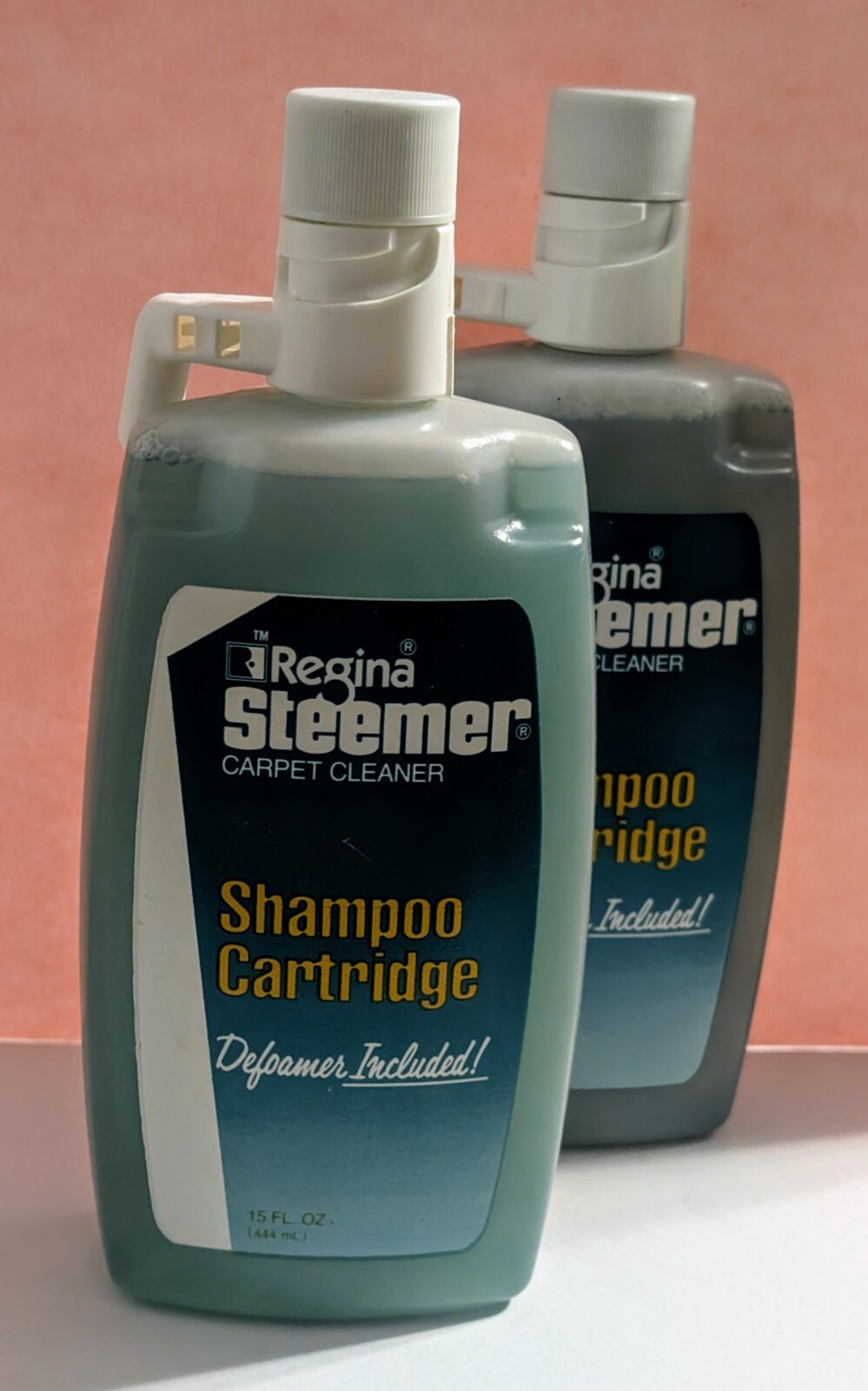 Vtg 1989 Regina Steemer Carpet Cleaner Shampoo Cartridges – 15 Fl Oz – Lot Of 2