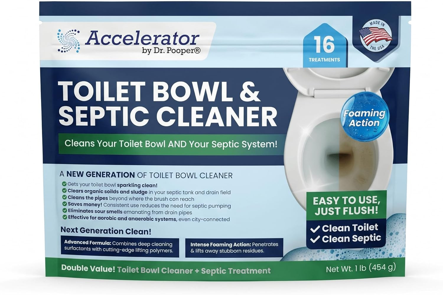 Dr. Pooper Toilet Bowl & Septic Tank Cleaner—Powerful Stain Remover & Odor Elimi
