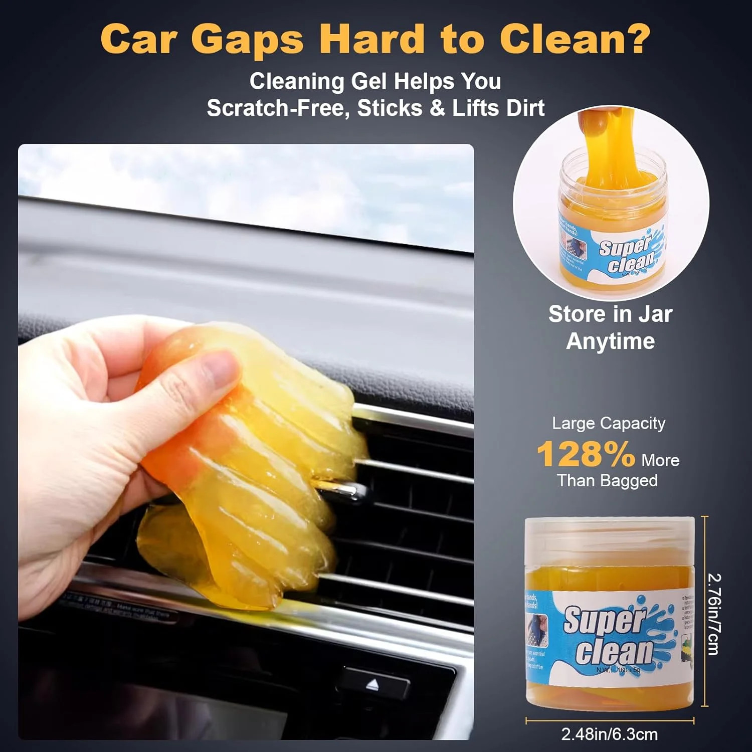 8-Piece Car Interior Detailing Kit – 160g Non-Sticky Gel (128% More Than 70g), U