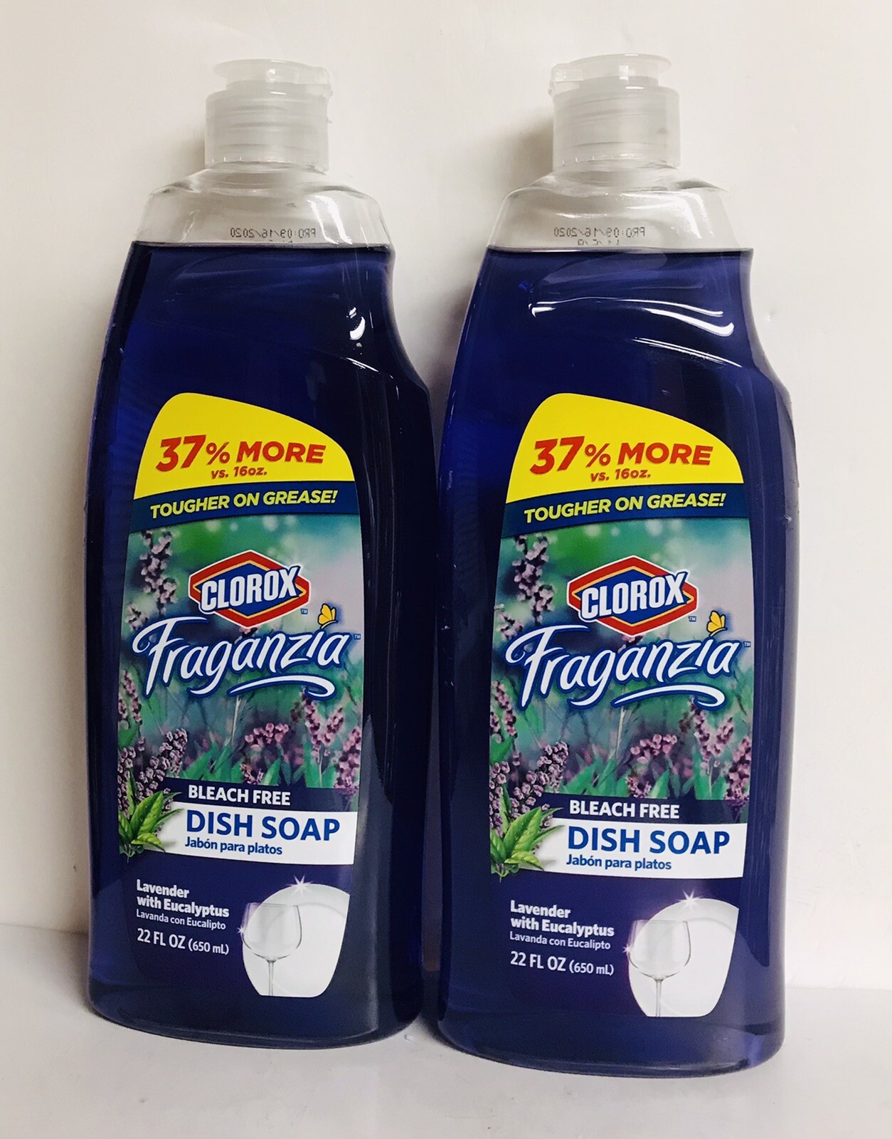 2 Bottles Fraganzia Lavender & Eucalyptus Dish Soap ~ 22 fl oz Each