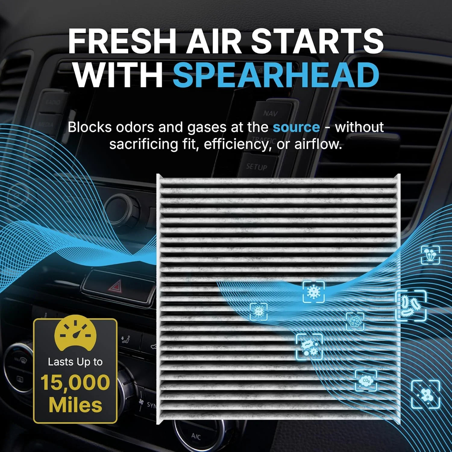 Spearhead Odor Defense Breathe Easy AC & Heater Cabin Filter | Fits Select 2016-