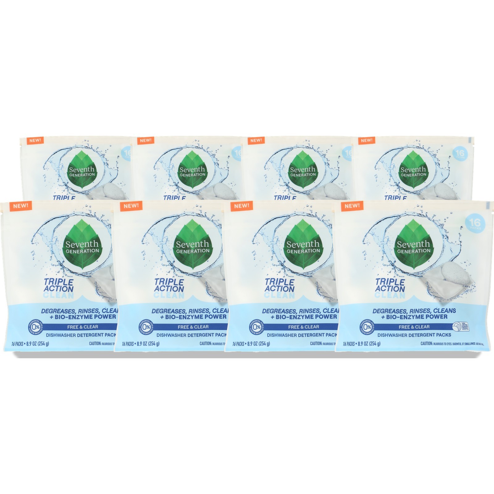 Free And Clear Dishwasher Detergent Packs By Seventh Generation 8 Pack