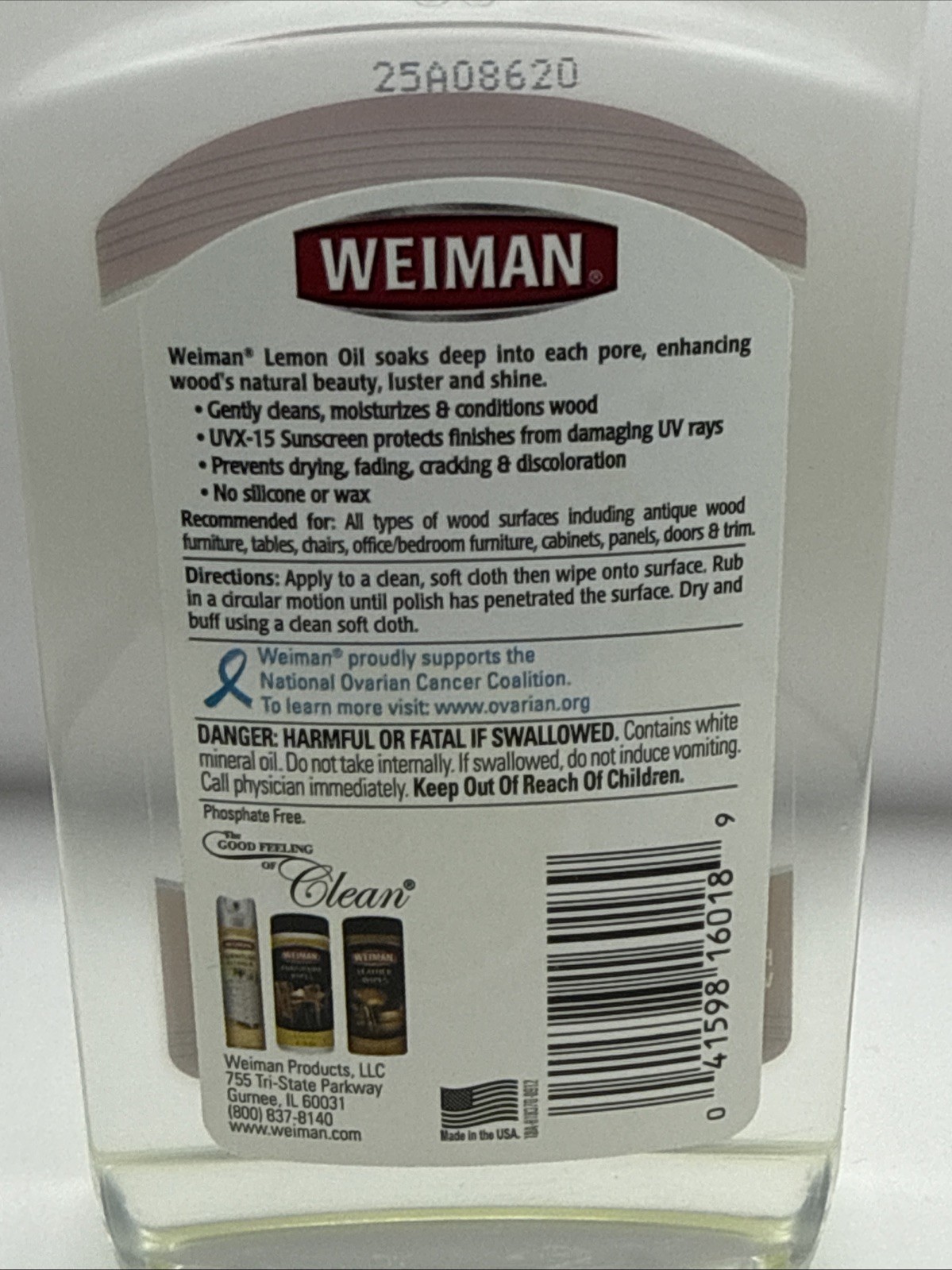 NEW! Weiman Lemon Oil Wood Furniture Polish with UVX-15 Sunscreen, 16 Fl. Oz.
