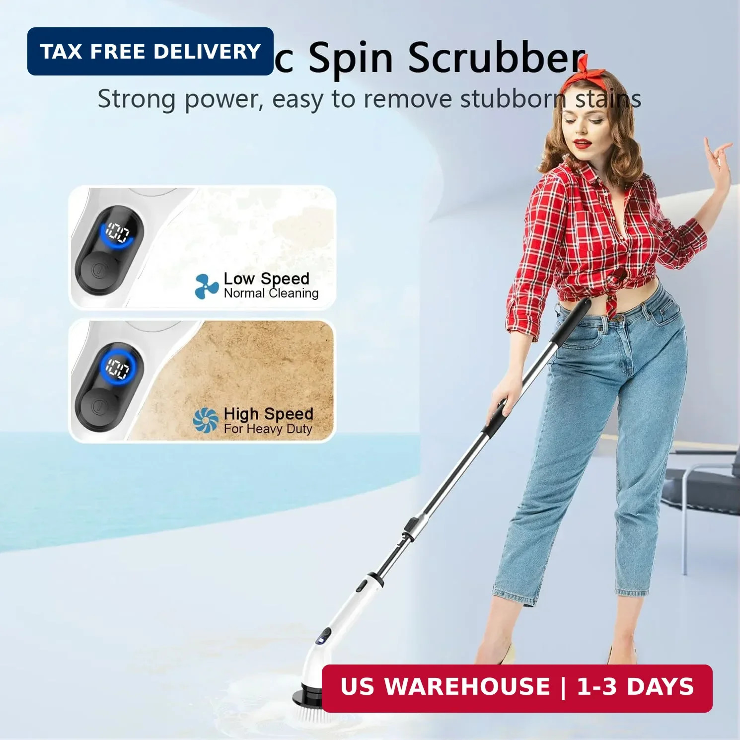 TUYU Electric Spin Scrubber,IPX7 Full-Body Waterproof Cordless Cleaning Tool, LC
