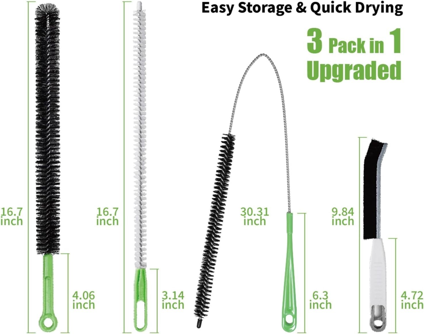 4pcs Flexible Cleaning Brush Set for Dryer Vents, Fridge Coils, HVAC Systems …