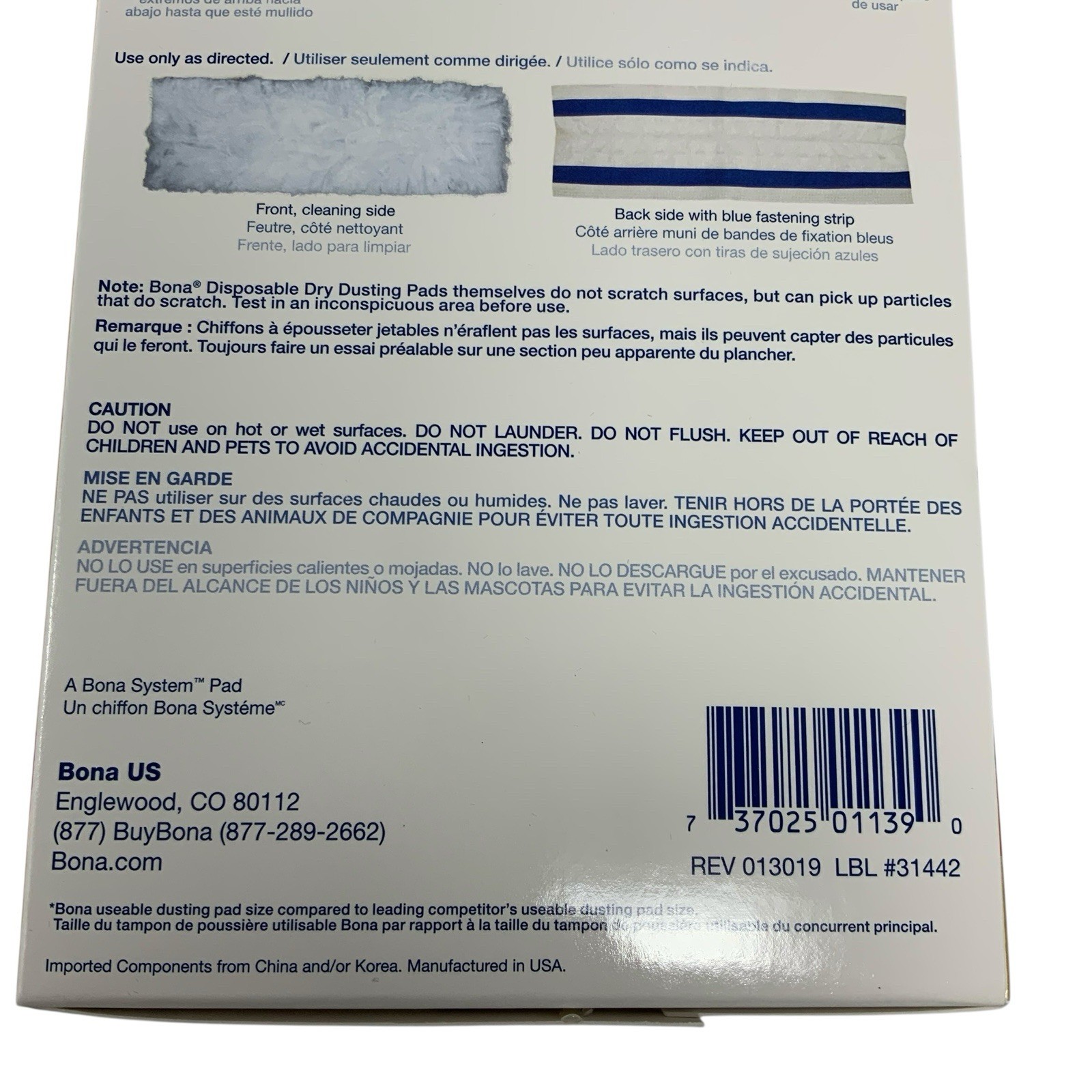 Bona 10 Pack Disposable Dry Dusting Pads MultiSurface Floors Hardwoods Refill