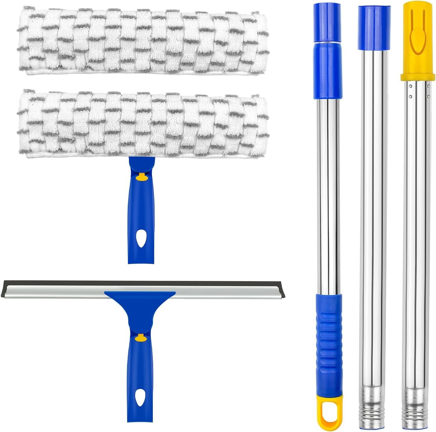 ITTAHO Squeegee for Window Cleaning,12″ Squeegee and 11″ Microfiber Scrubber Com