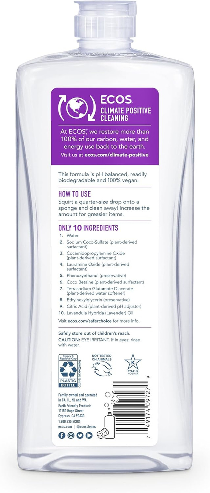 ECOS 25 Oz Dishmate Dish Liquid with Lavender (Set of 3)