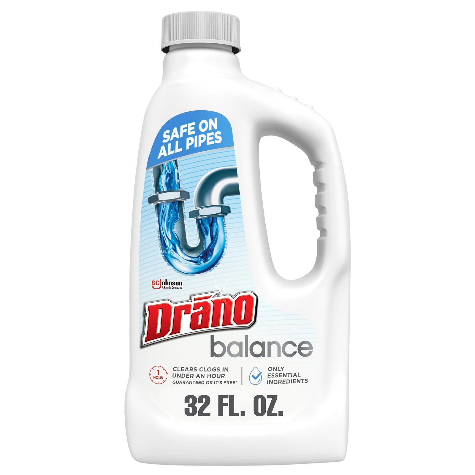Drano Balance Drain Clog Remover and Cleaner, Non-Corrosive Formula, Safe on All