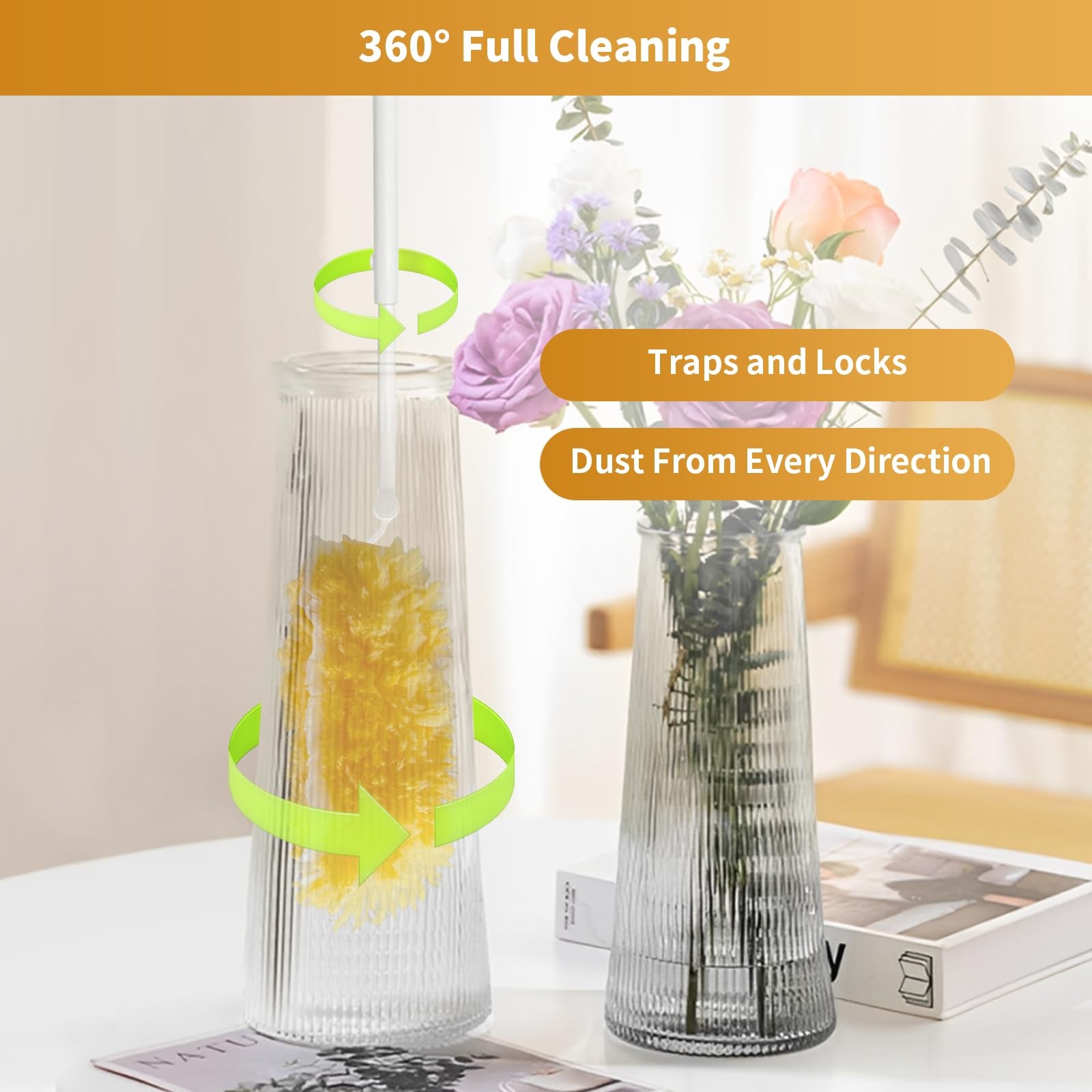 50 Pack Duster Refill with 1 Extendable Handle, 360 Heavy Duty Duster Kit wit…