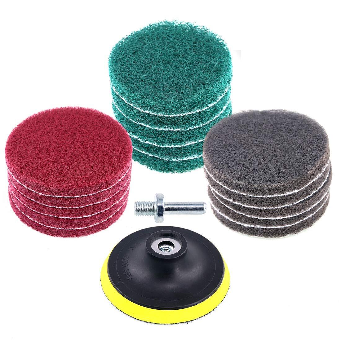 16pcs 4 Inch Drill Power Brush Tile Scrubber Scouring Pads Cleaning Kit With 4 I