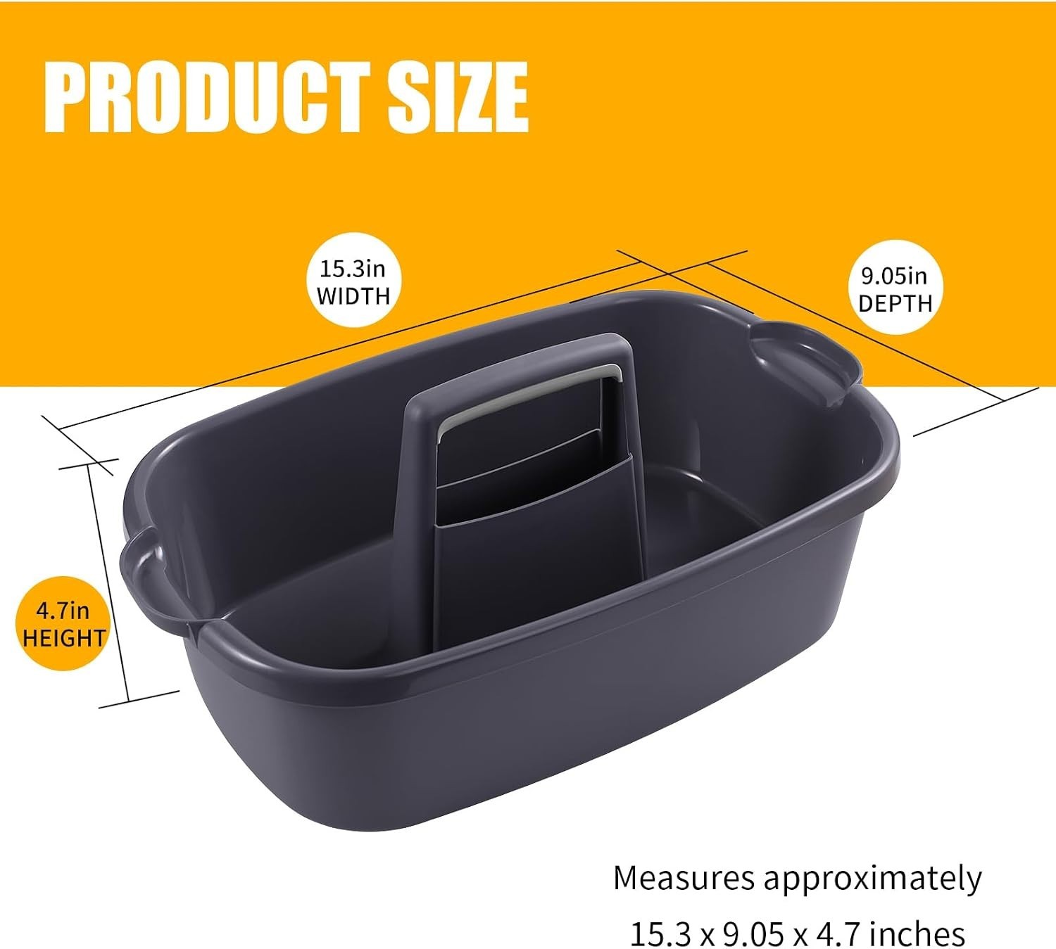 Large Gray Plastic Tote Cleaning Caddy – Convenient 2-Pack for Easy Organization