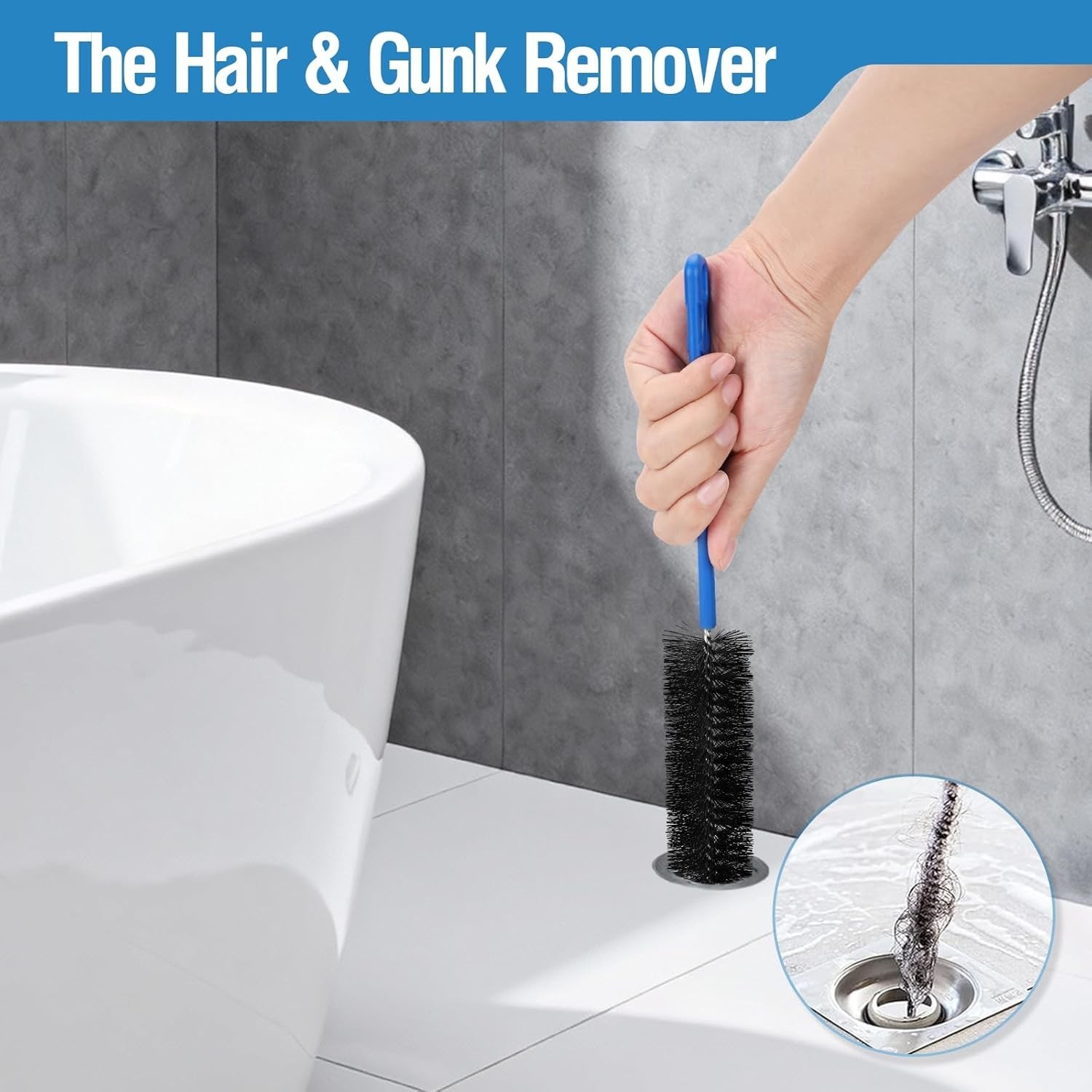 3PCS Drain Brush Set with Refrigerator Coil Cleaning Brush, Multi-Use Drain
