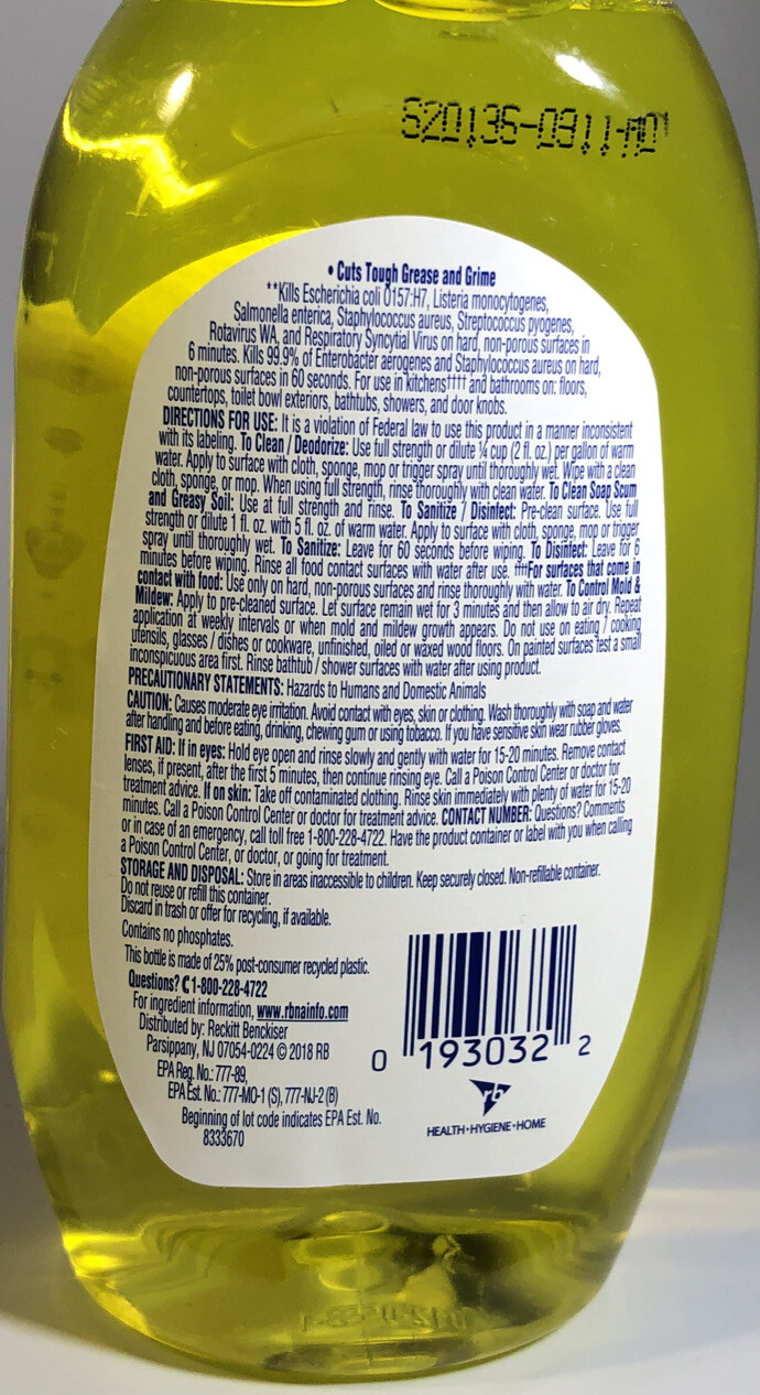 100 Bottles 10.75oz Ea Lysol Clean & Fresh Multi-Surface Cleaner,Lemon/Sunflower