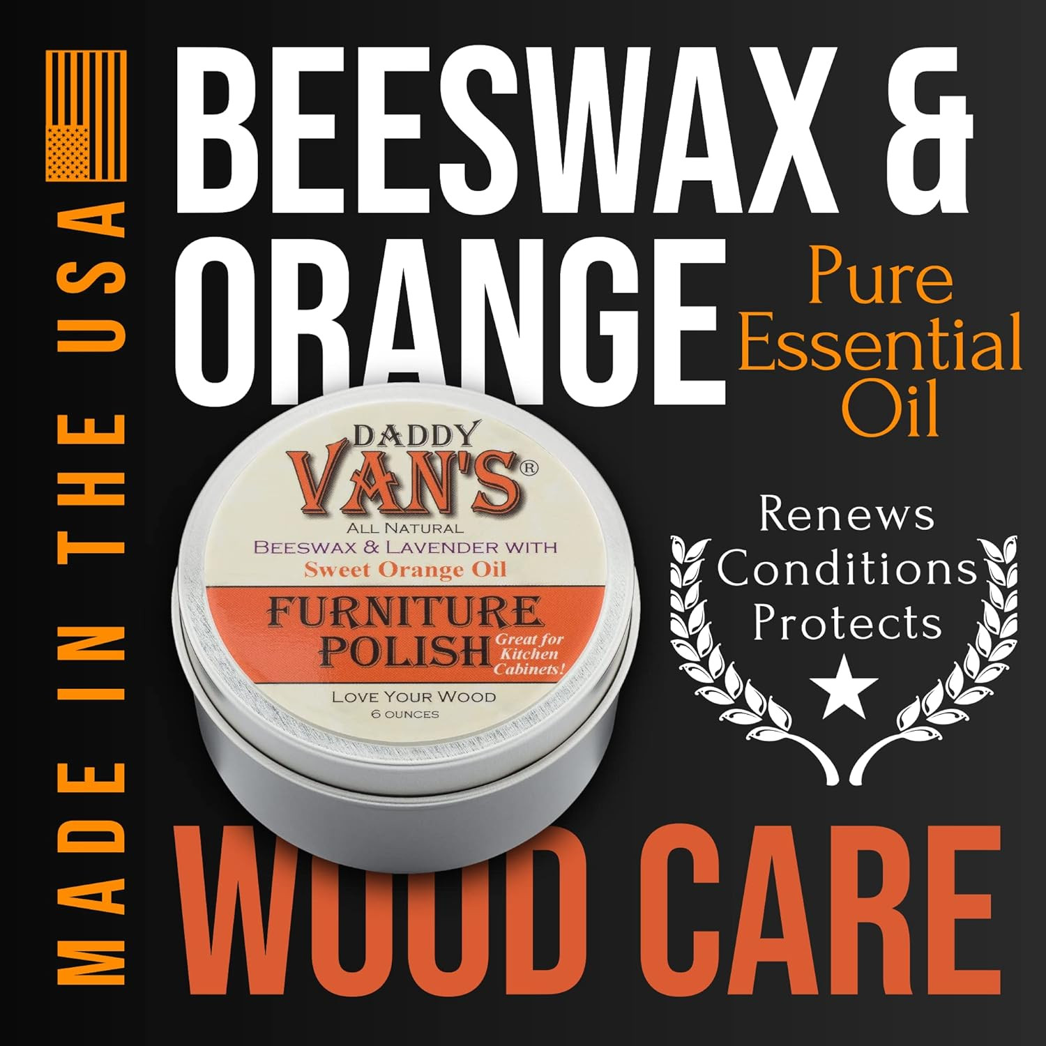 Beeswax Furniture Polish – Natural Wood Polish with Lavender & Sweet Orange Oil