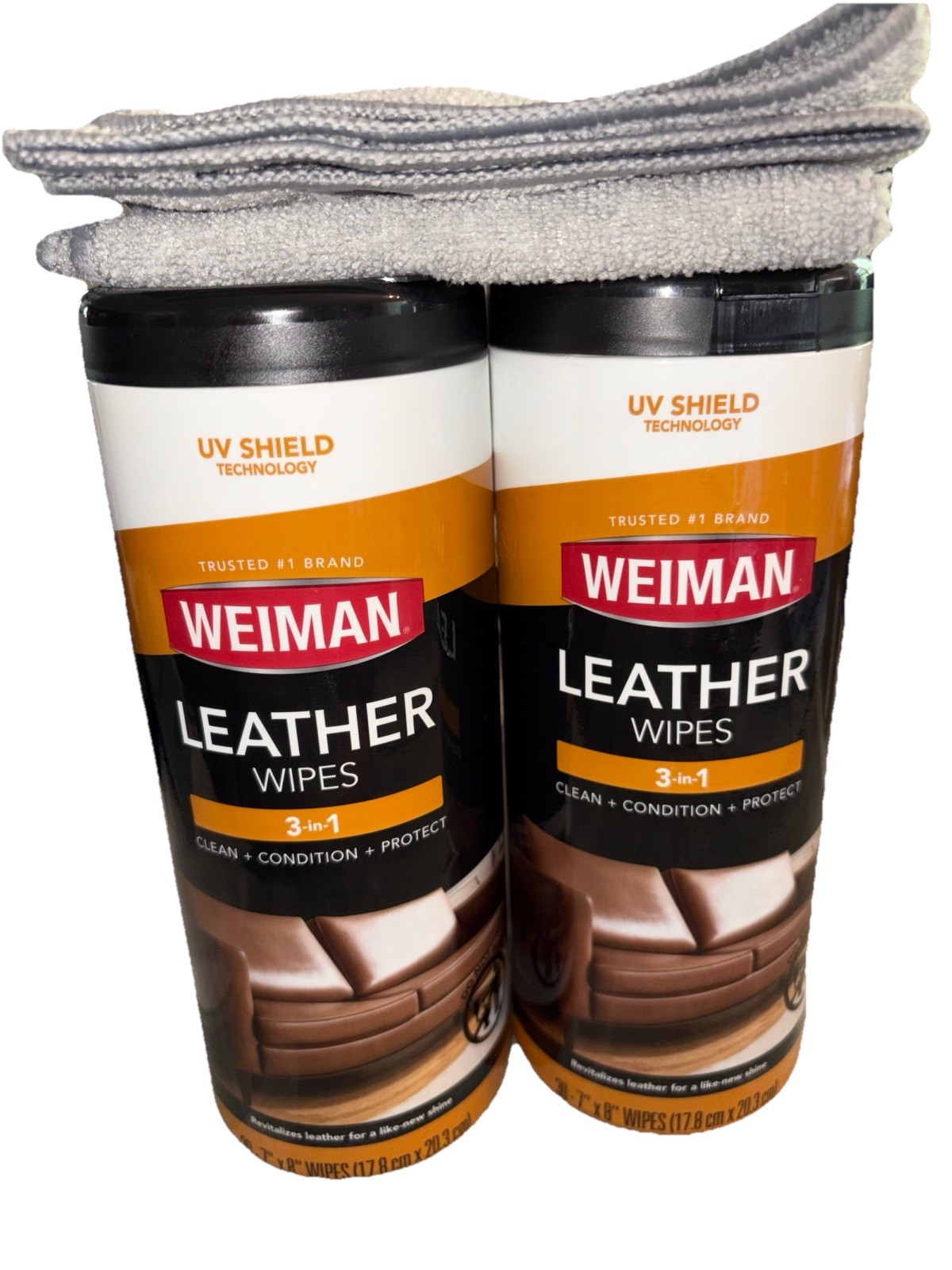 Lot of 2 Weiman LEATHER 3-in-1 Wipes 30 – 7″ x 8″ Wipes Per Package