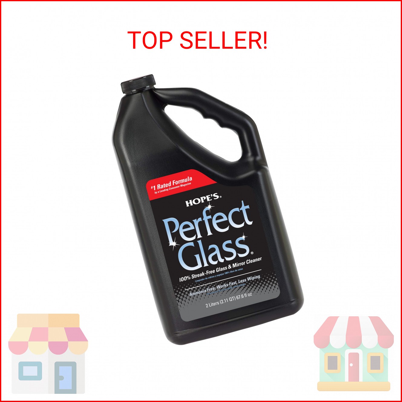 HOPE’S Perfect Glass Cleaner Spray Refill, Streak-Free, Ammonia-Free Window, Mir
