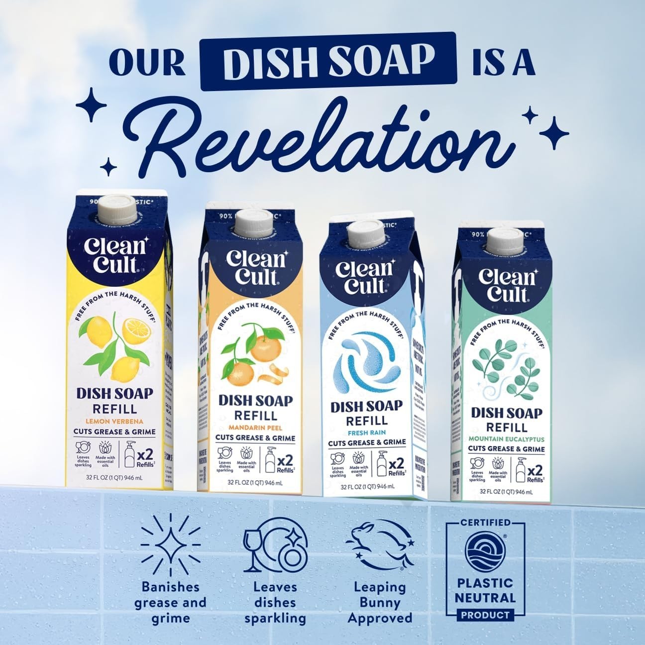 Dish Soap Liquid Refill 32 fl oz Plant Based Cleaning Power Pack
