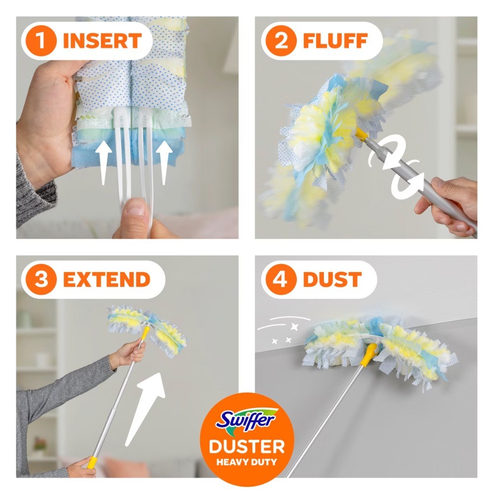 Fast delivery-Swiffer Heavy Duty Dusting Kit, Extendable Handle, 5pc, 4 Refills