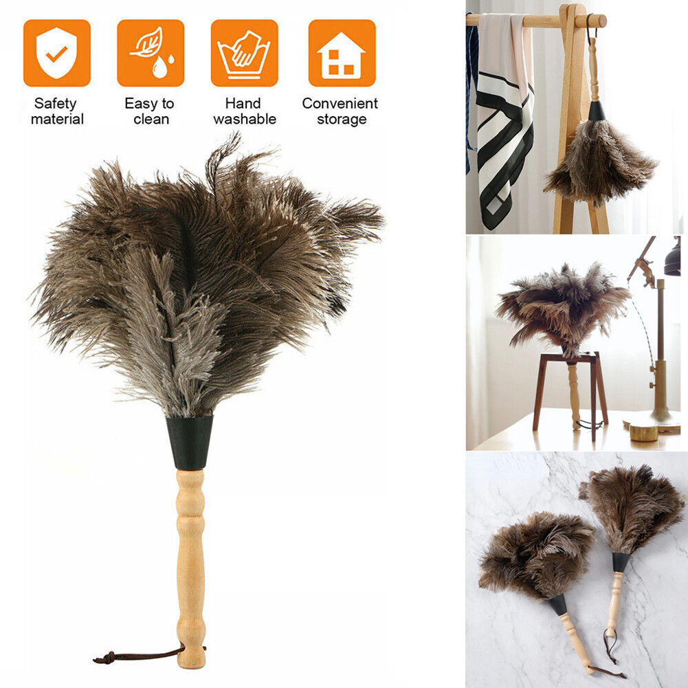 13inch Ostrich Feather Duster Durable Dust collecting Cleaning Tool In Wool Shop