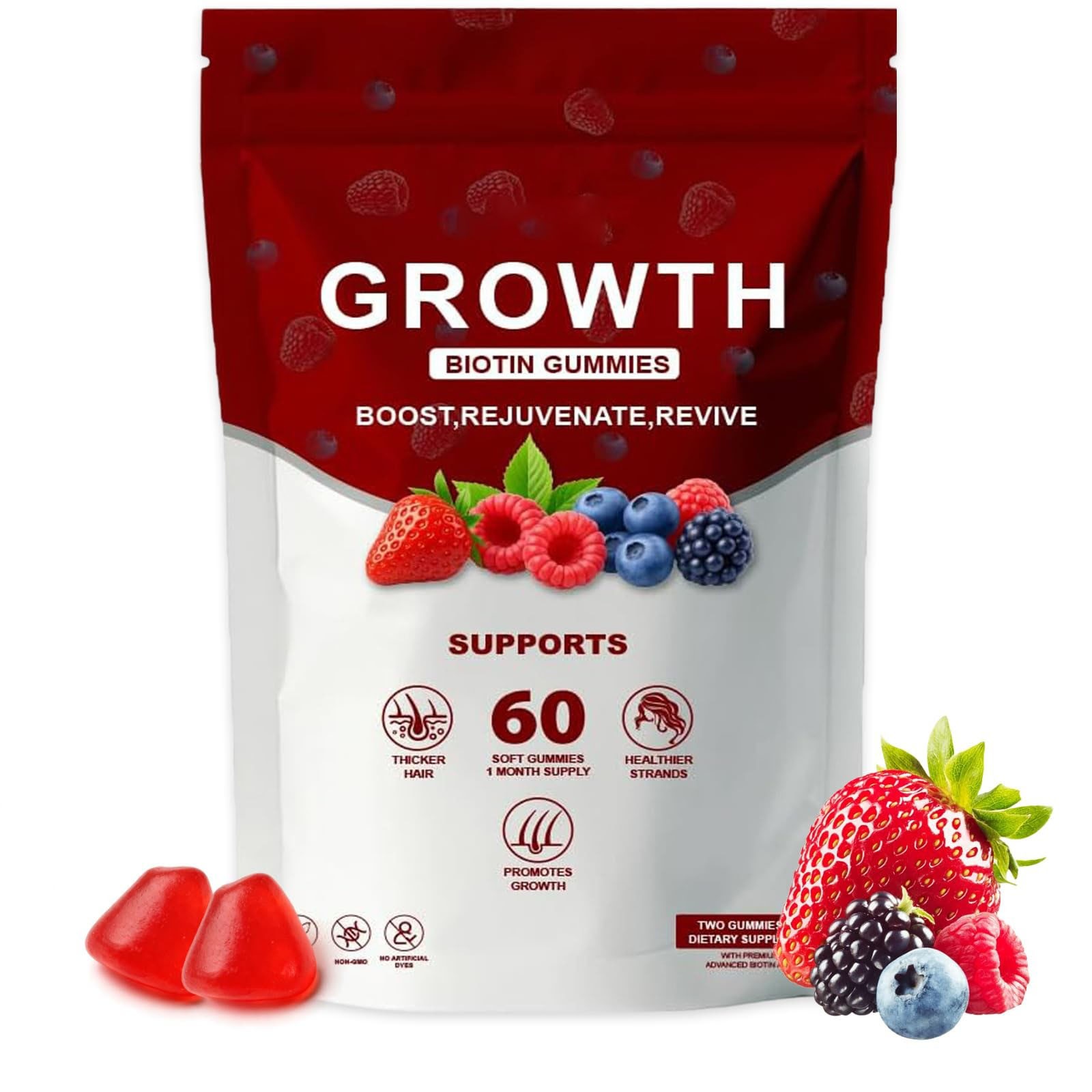 Hair Growth Gummies – Biotin, Vitamins Plant Extracts, Supports Health…