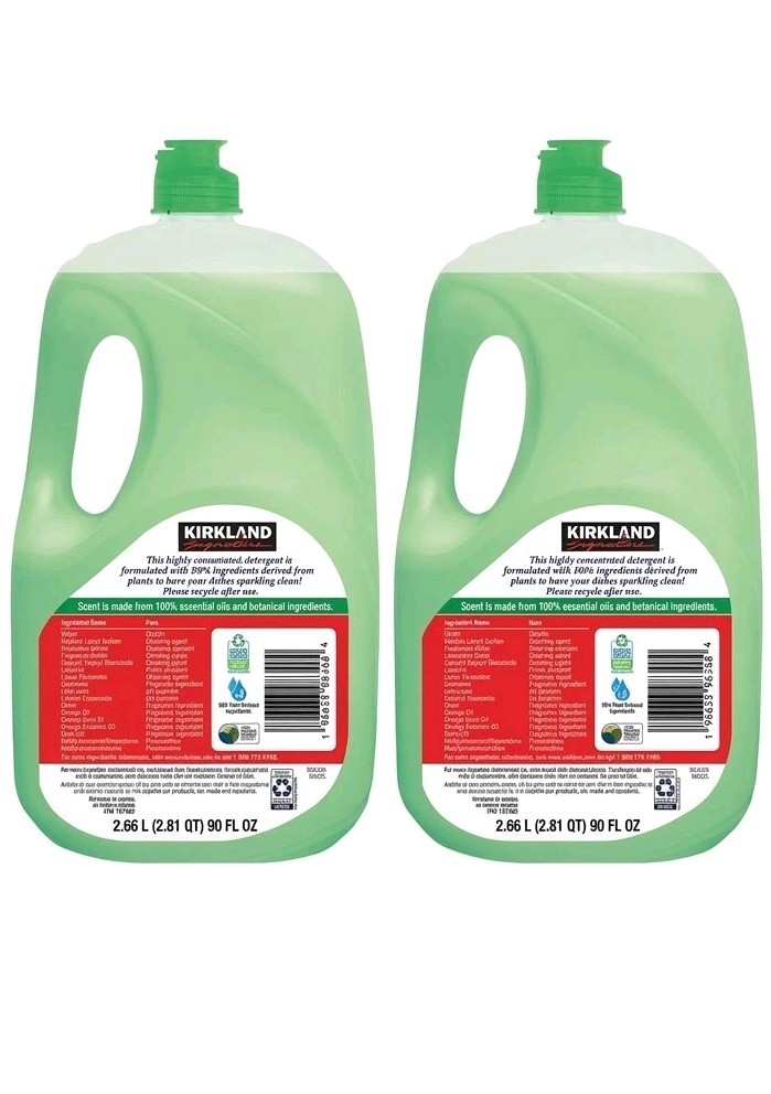 Kirkland Signature Plant Based Dish Soap 90 oz Ultra Shine Liquid 2 Pack