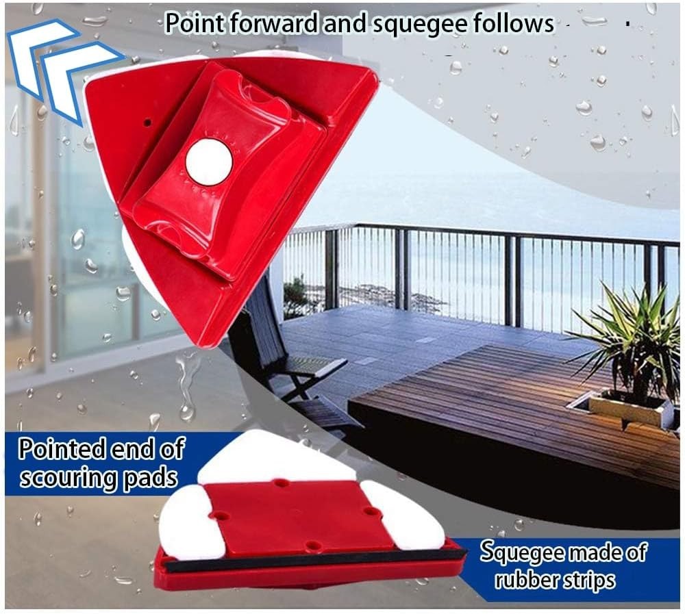 Magnetic Double-Sided Glass Cleaner with Scouring Pads – Red Modern Design
