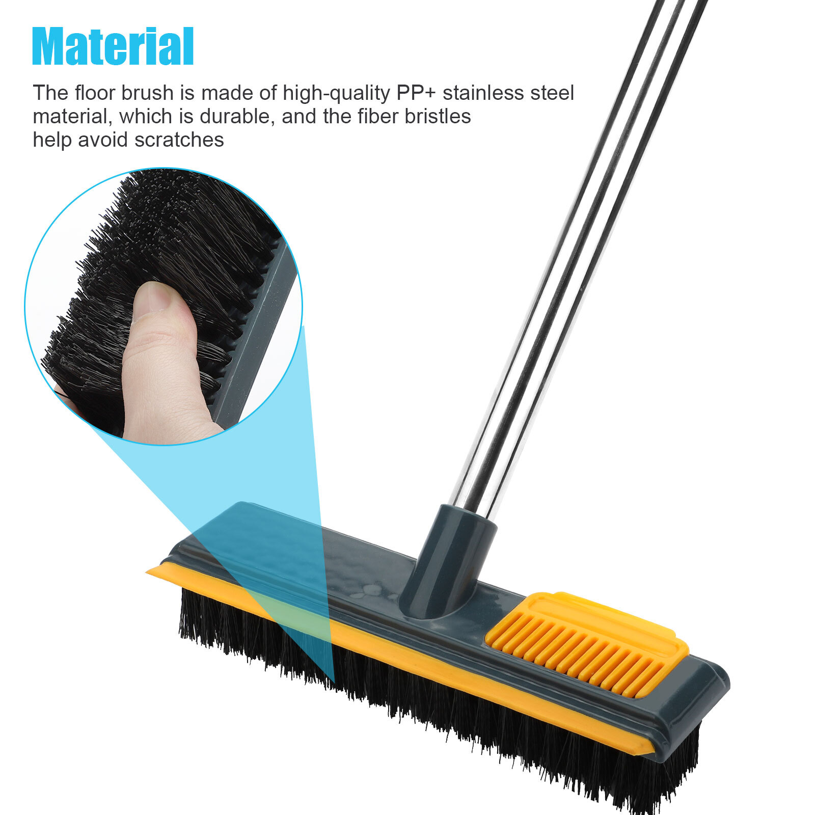 2 In 1 Long Handle Cleaning Tile Brush Floor Scrubber Broom with Stiff Bristles
