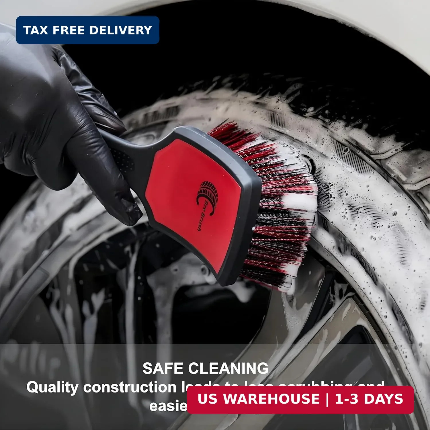2 Pack Tire & Wheel Brush Set Stiff Soft Bristle Scratch Free Car Truck