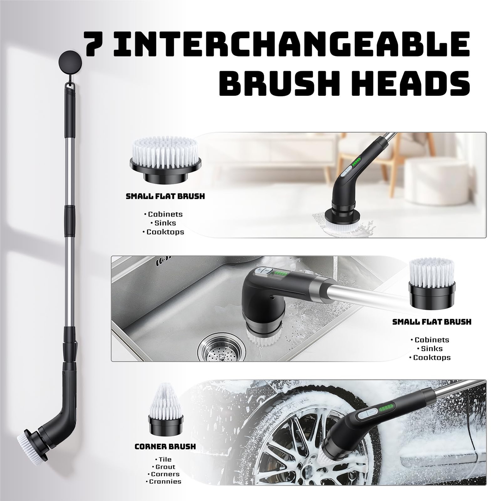 Electric Spin Scrubber, Powerful 2Speed Cleaning Brush,