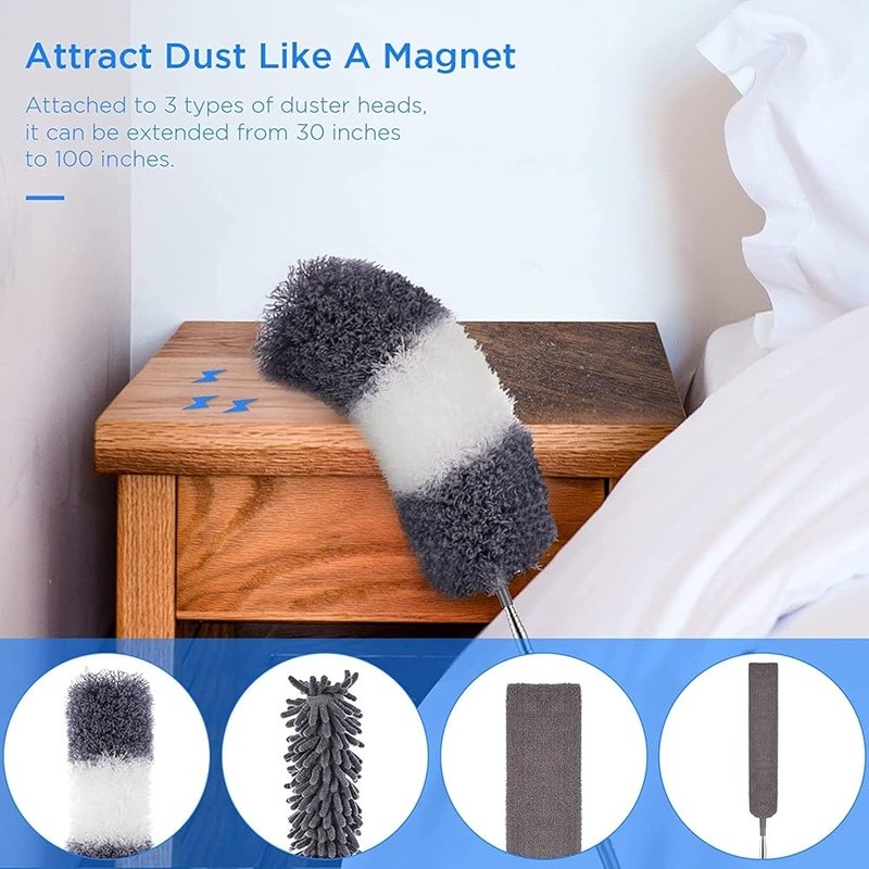Telescoping Microfiber Duster Kit 5-Pack Bendable High Reach Cleaning Tool Home