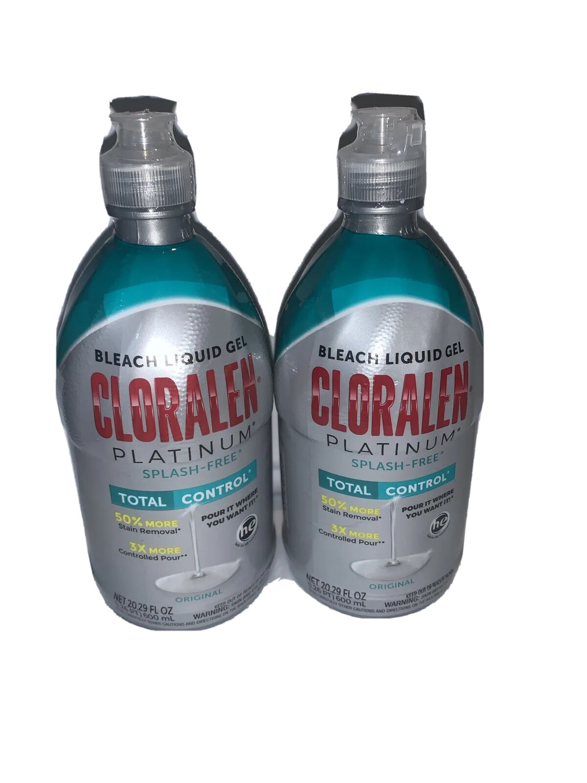 2 Cloralen Platinum Bleach Liquid Gel 20 oz Bottle High Efficiency Washer Safe